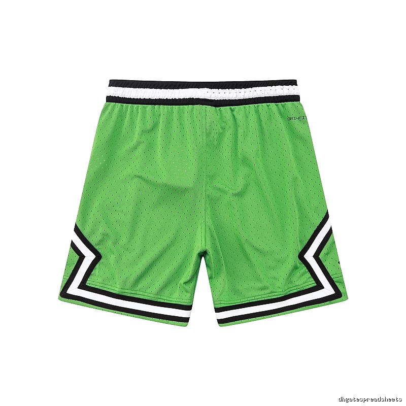 AJ basketball-style green shorts