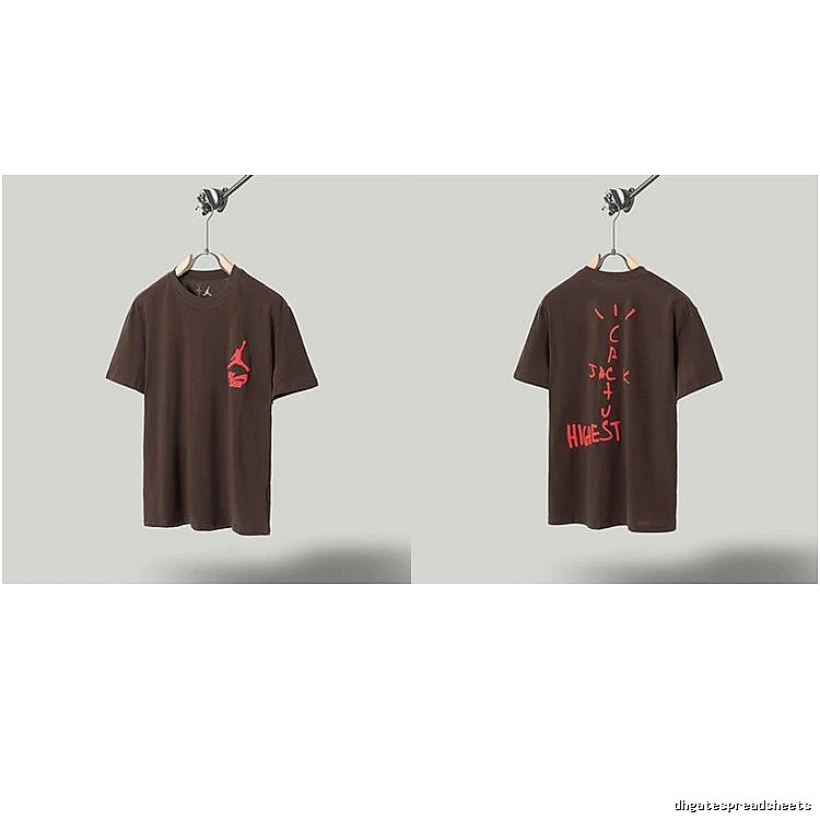 AJ x Travis Scott Co-branded Street Style Brown Short-sleeve T-shirt