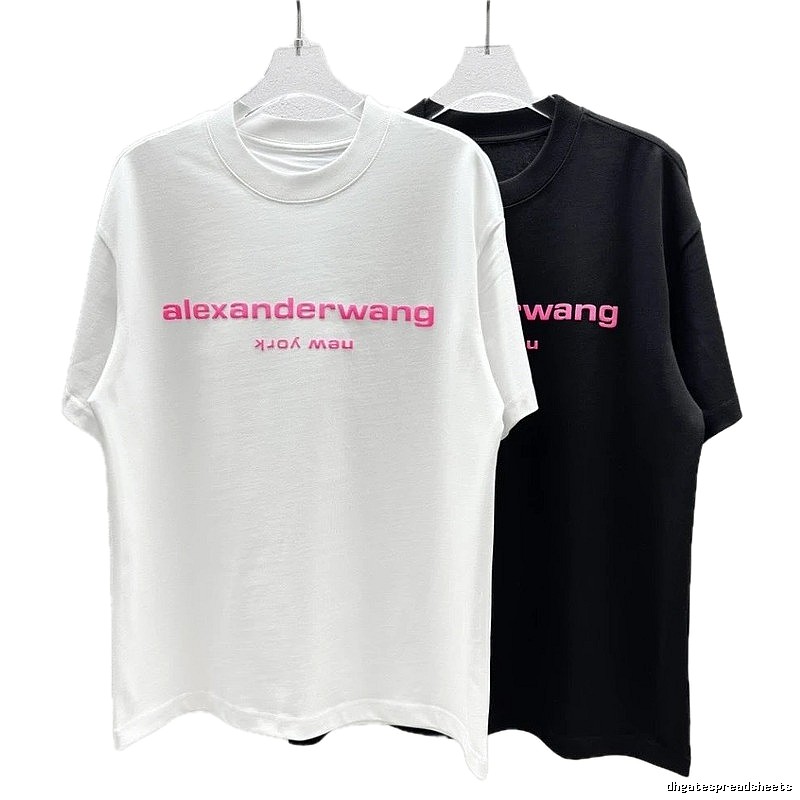 Alexander Wang Flocked Minimalist Style White Short-sleeve T-shirt