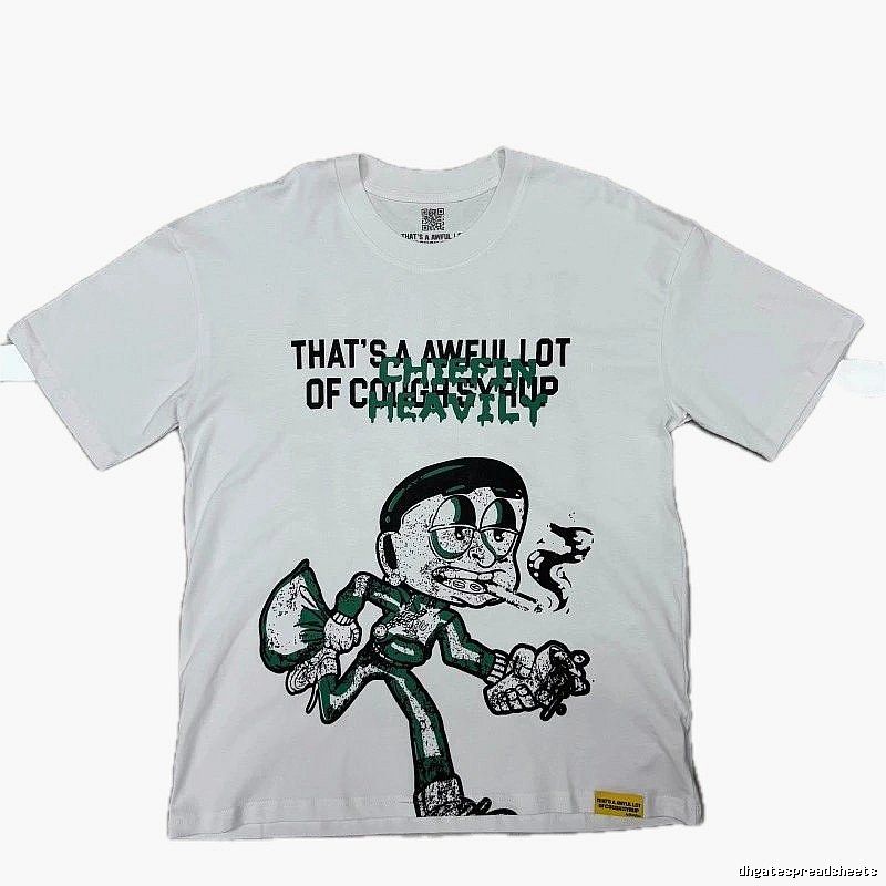 ALOCS Cartoon Print Street Style White T-Shirt