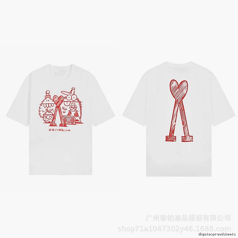 AMI Cartoon Graffiti Style Short-sleeve Shirt (White)