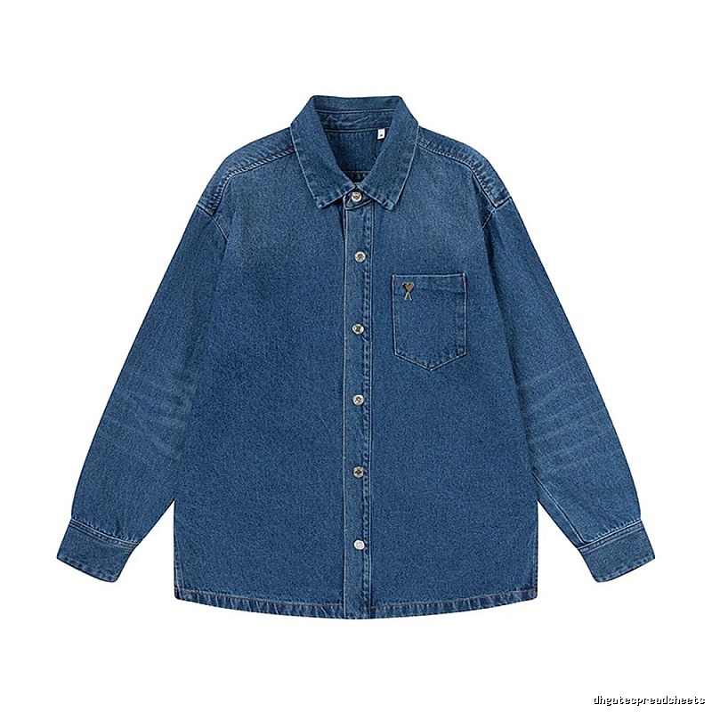 AMI casual style denim blue shirt