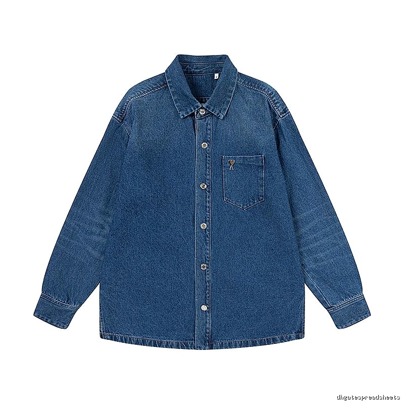 AMI Denim Blue Retro Style Denim Shirt