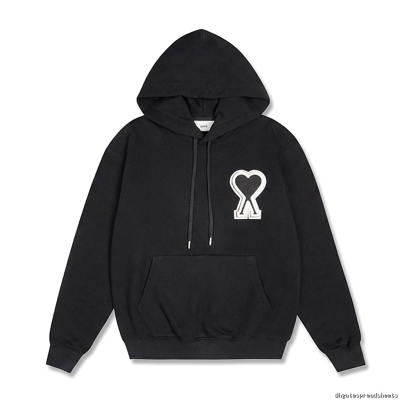 AMI Heart-shaped Pattern Black Hoodie