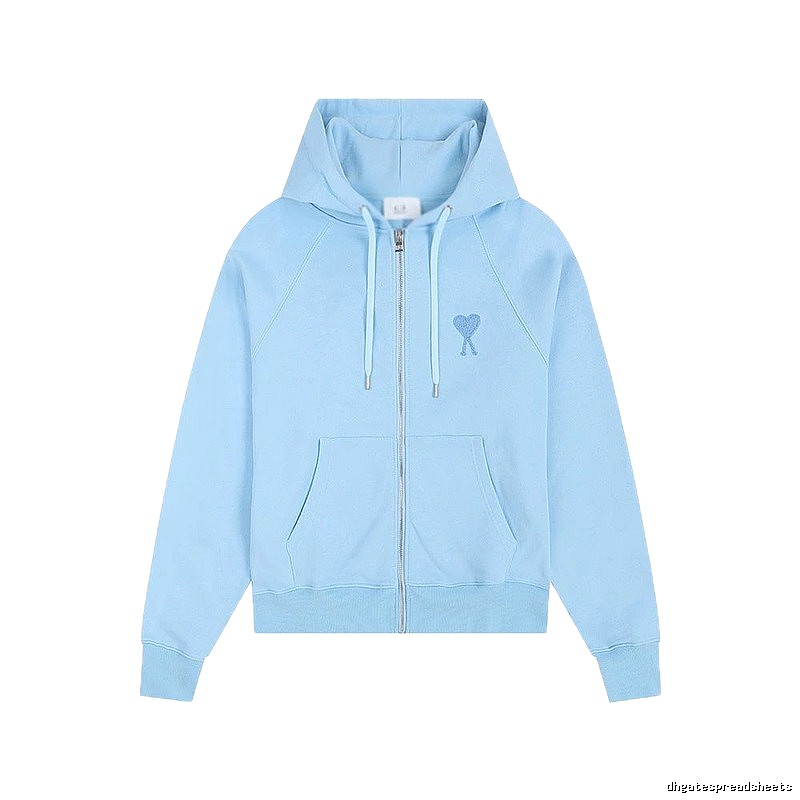 AMI Love Embroidery Light Blue Hoodie