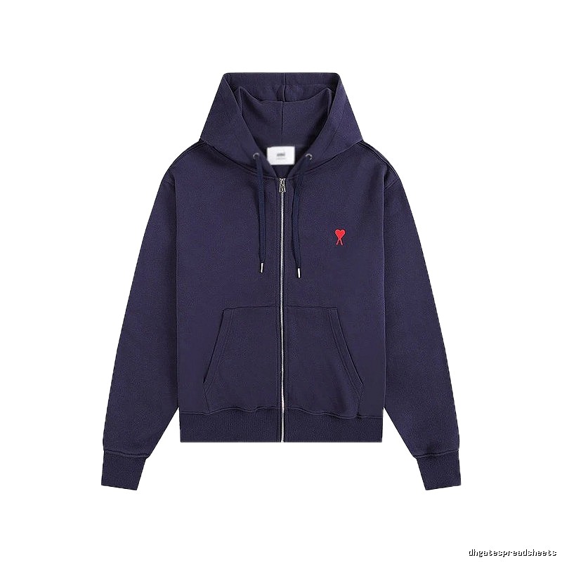 AMI Love Embroidery Style Dark Blue Hoodie