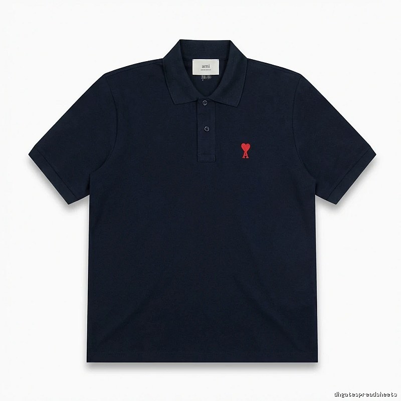 AMI Love Heart Logo Minimalist Style Polo Shirt