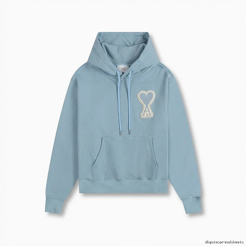 AMI Love Heart Pattern Light Blue Hoodie