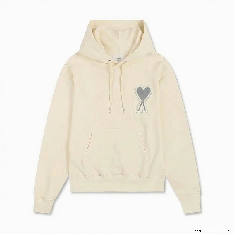 AMI Love Minimalist Style Beige Hoodie