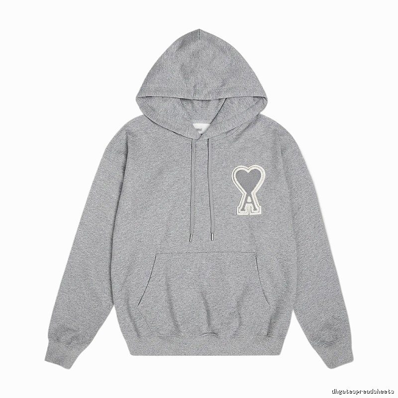 AMI Love Minimalist Style Grey Hoodie
