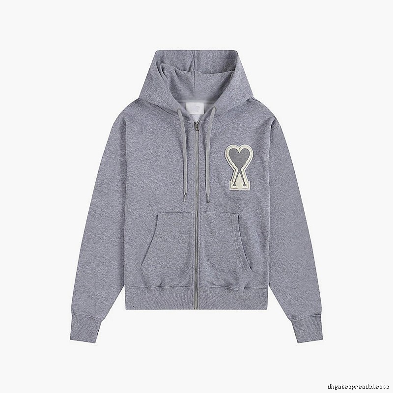 AMI Love Series Grey Zip-Up Hoodie