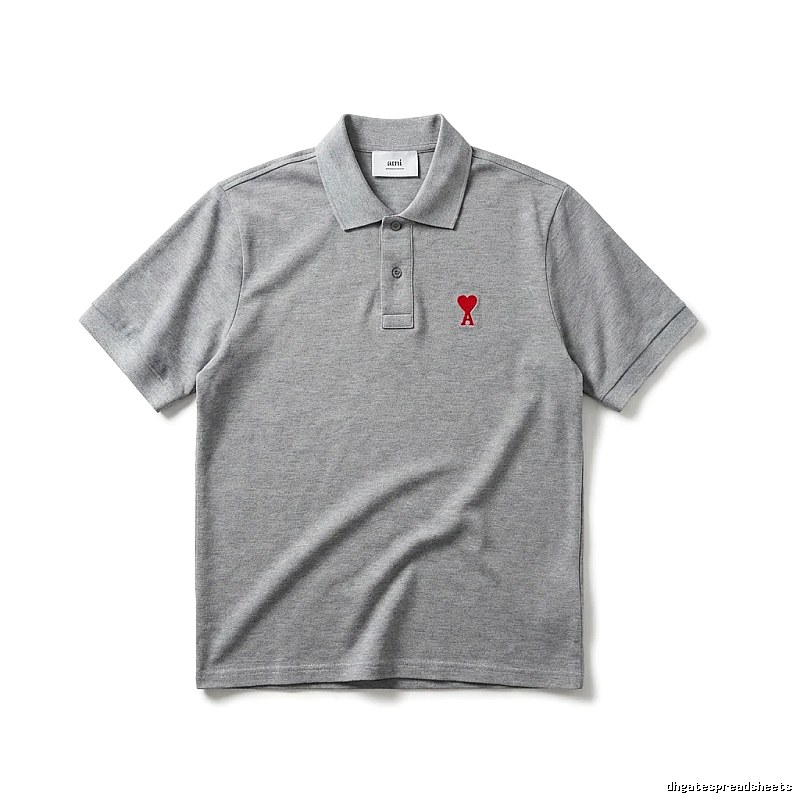 AMI Love Simple Grey Polo Shirt