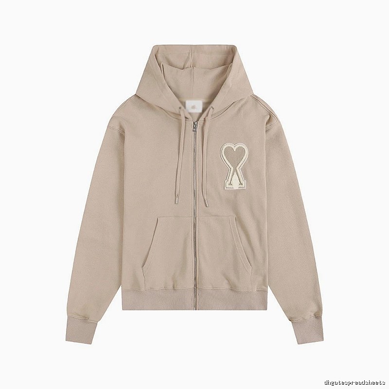 AMI Love Zipper Beige Sweatshirt