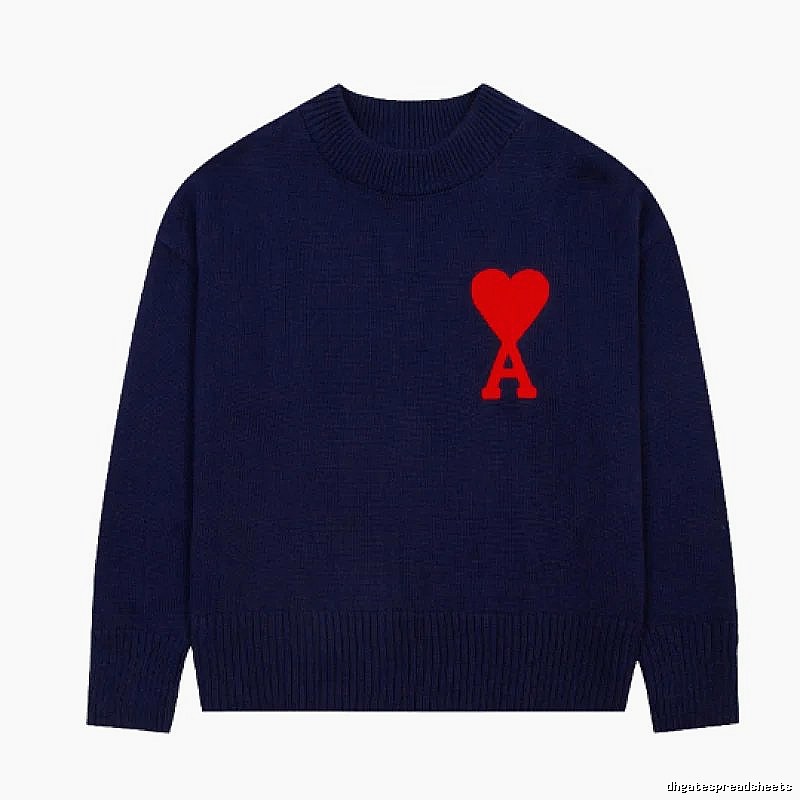Ami Paris Travel Heart logo sweater Green Knit Top with Modern Look
