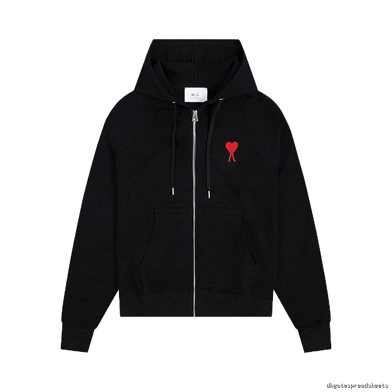 AMI Red Heart Embroidery Trendy Cool Black Sweatshirt