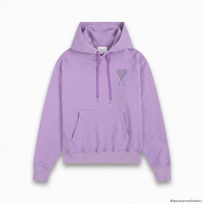 AMI series minimalist style purple hoodie