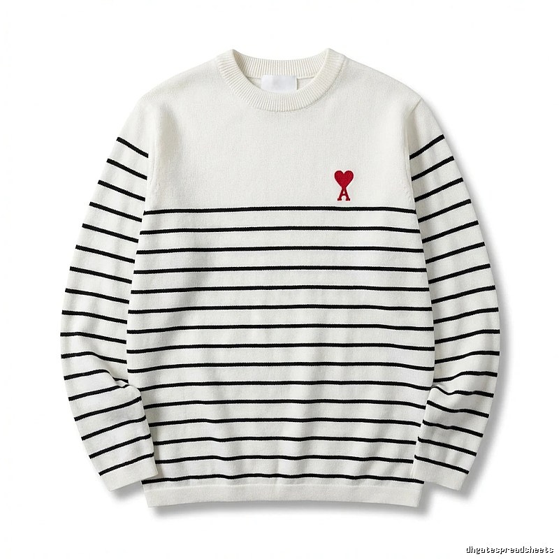 AMI striped minimalist style white sweater