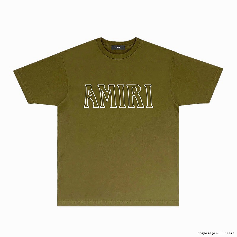 AMIRI Basic Style Trendy and Cool Olive Green T-shirt