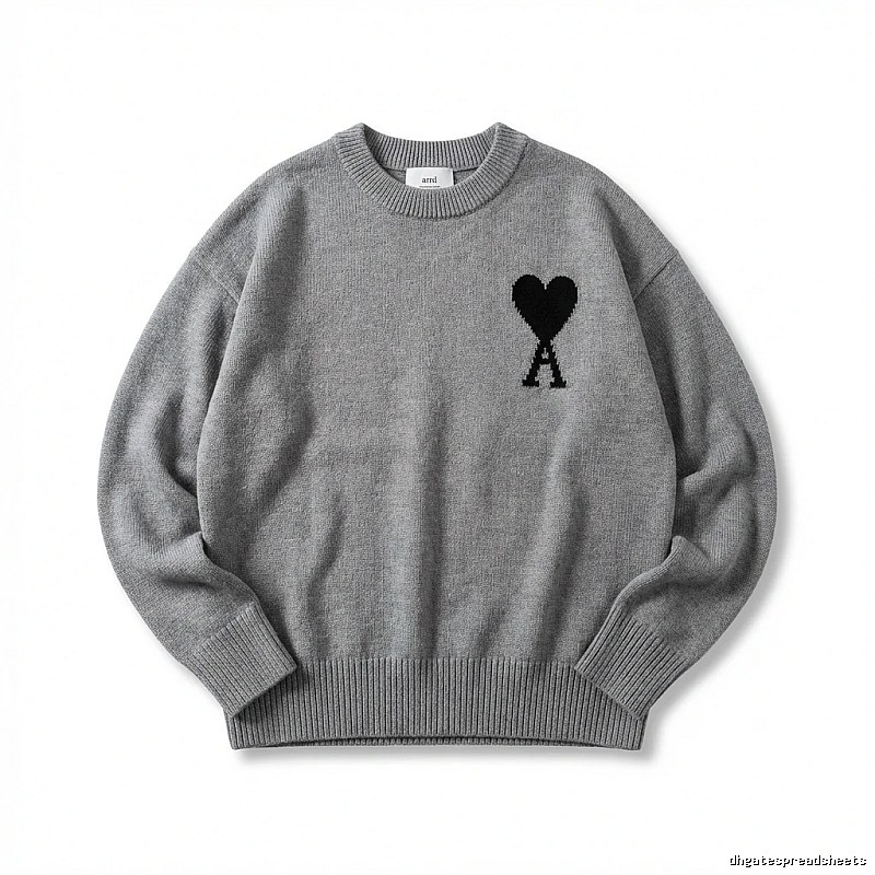 AMIRI Grey Knitted Sweater with Heart Pattern