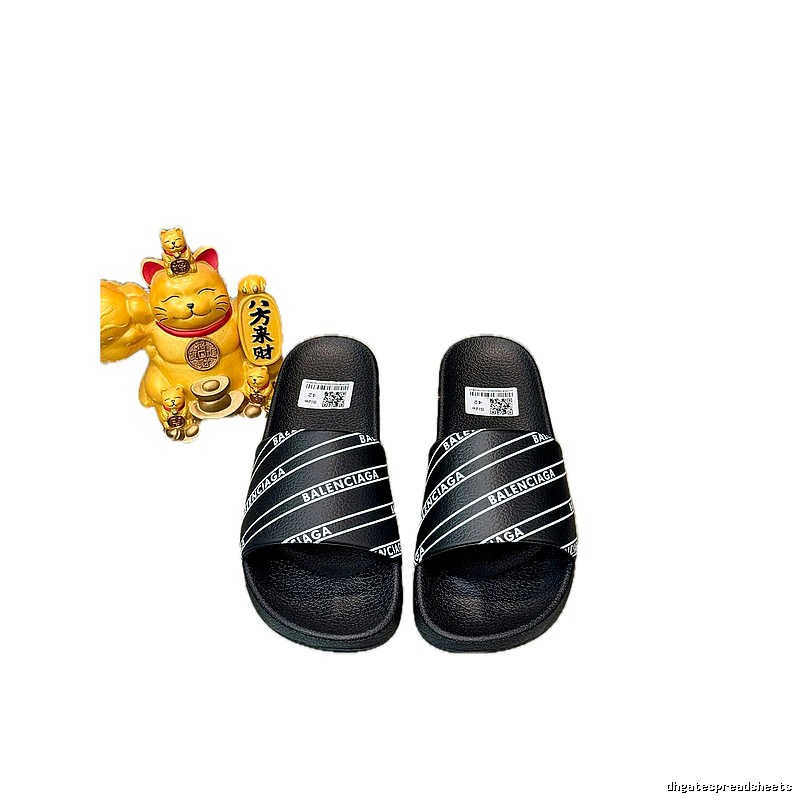 Balenciaga Black Twill Letter Streetwear Slides