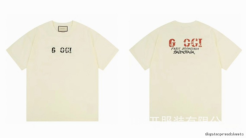Balenciaga Co-branded Distressed-style Off-white Short Sleeve T-Shirt