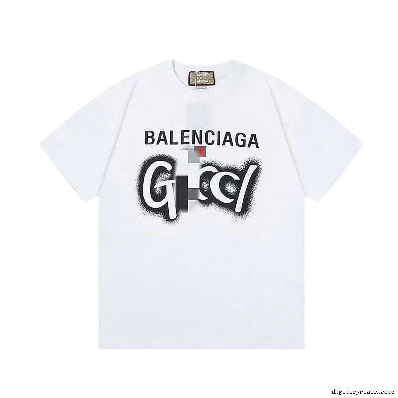 Balenciaga Co-branded Graffiti-style White Short-sleeve T-shirt