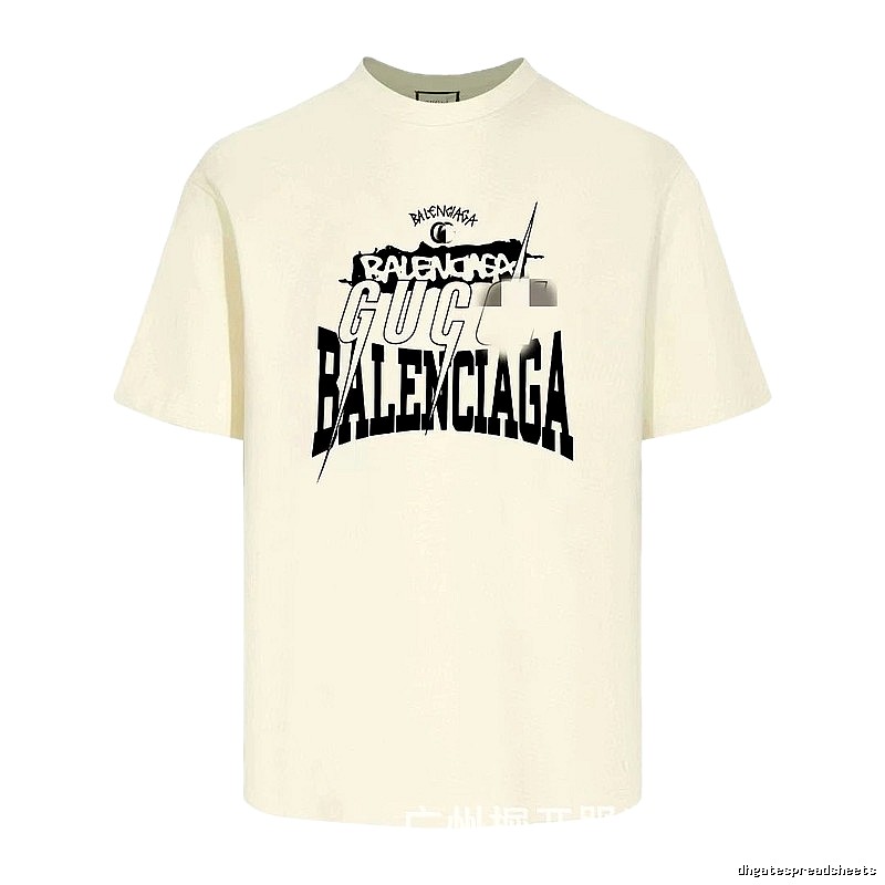 Balenciaga Co-branded Printed Street-style Off-white T-shirt