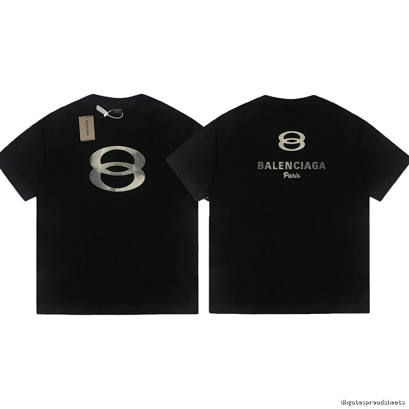 Balenciaga Distressed Double Ring Street Style Black Short Sleeve T-Shirt