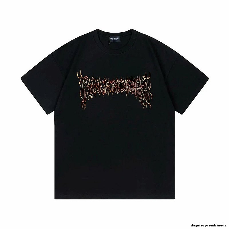 Balenciaga Flame Gothic Style Black T-shirt
