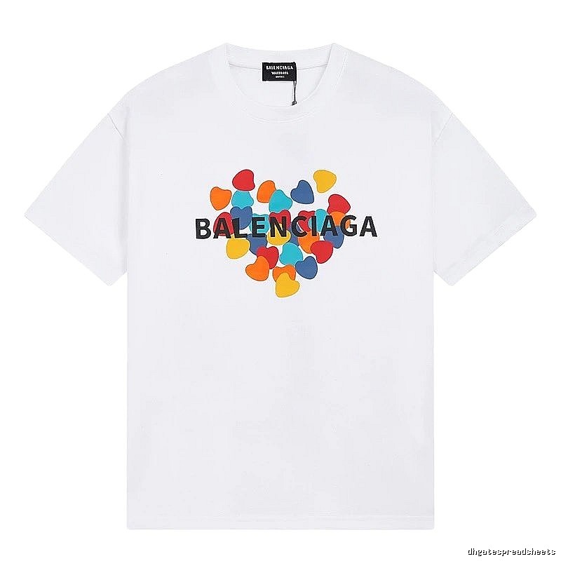 Balenciaga Heart Print Streetwear Brand White T-Shirt