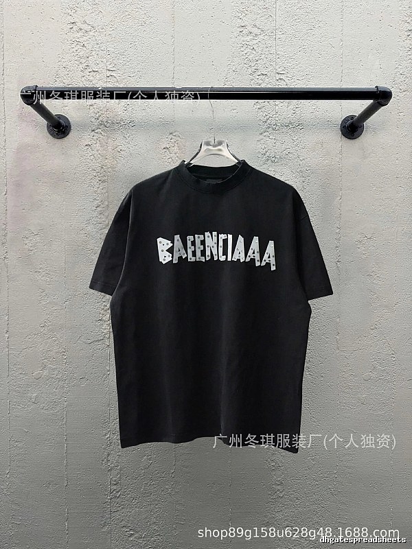 Balenciaga Letter Trendy Cool Black T-shirt
