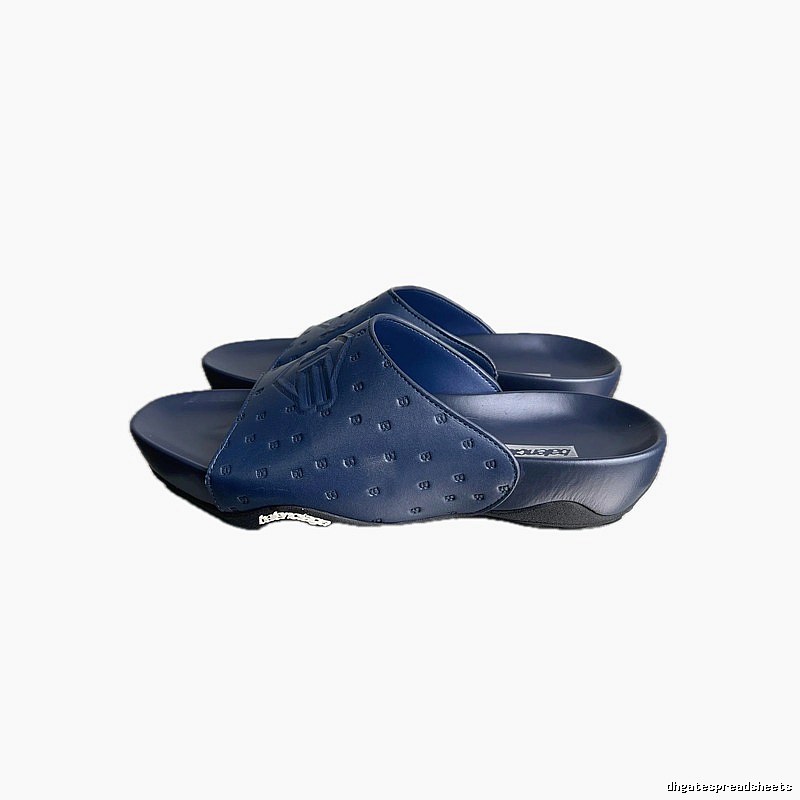 Balenciaga Monogram Streetwear Style Dark Blue Slippers
