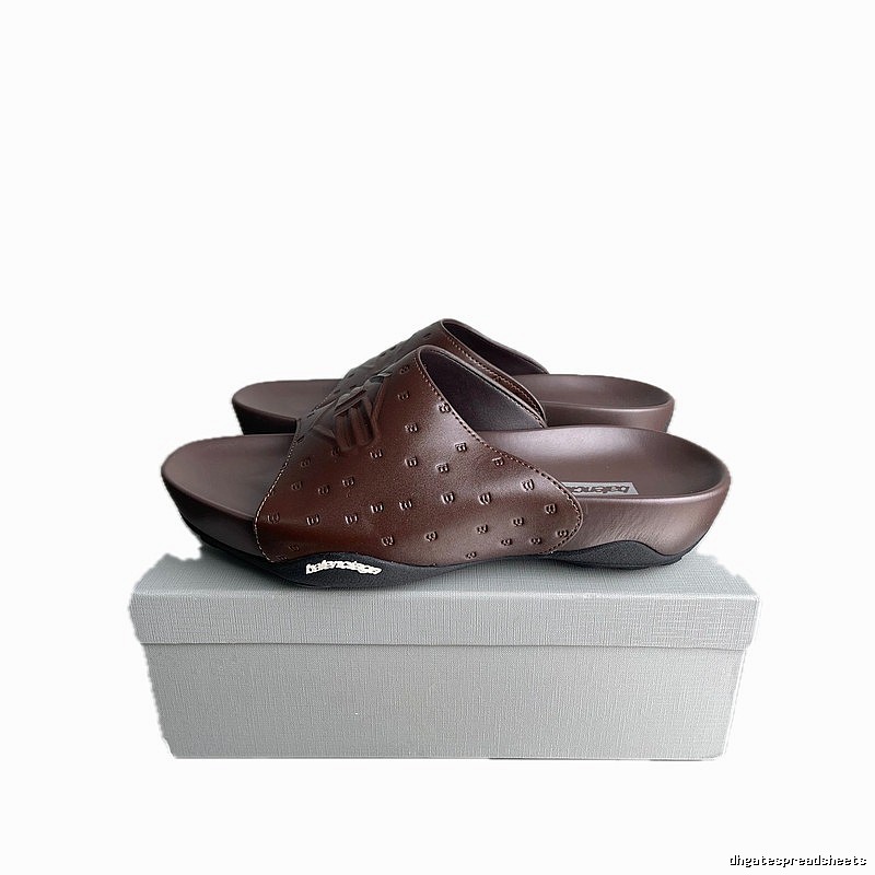 Balenciaga Monogram Trendy Dark Brown Slides