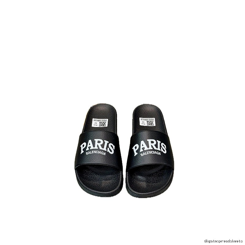 Balenciaga PARIS Print Trendy Black Slippers