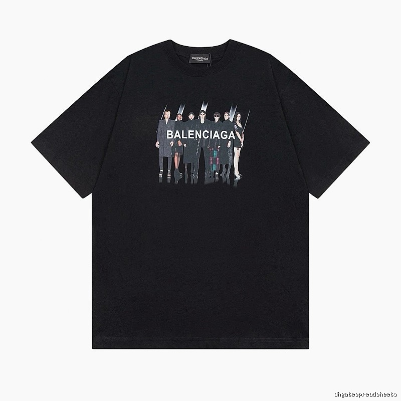Balenciaga Portrait Print Trendy Black T-Shirt