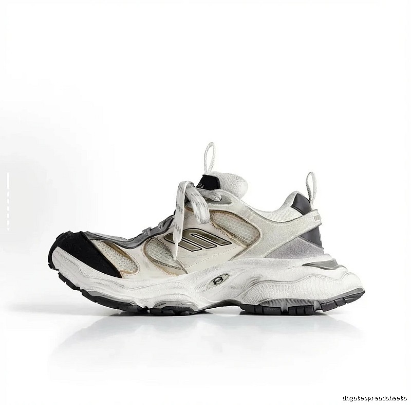 Balenciaga retro-style gray and white sneakers