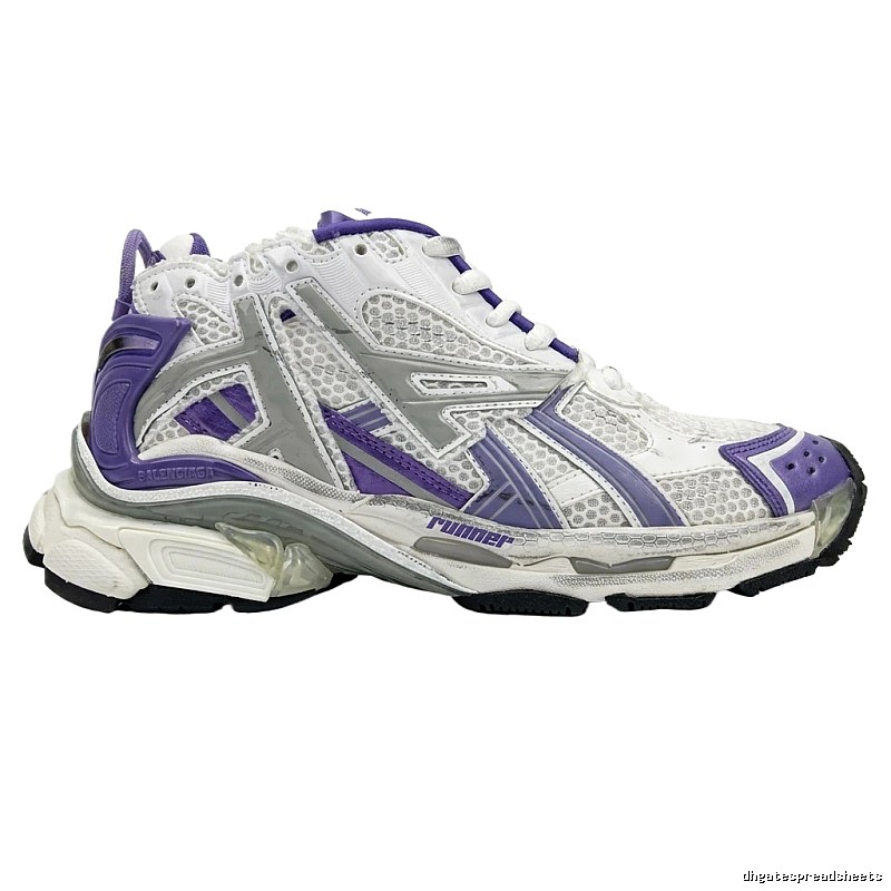Balenciaga retro-style white and purple sports shoes