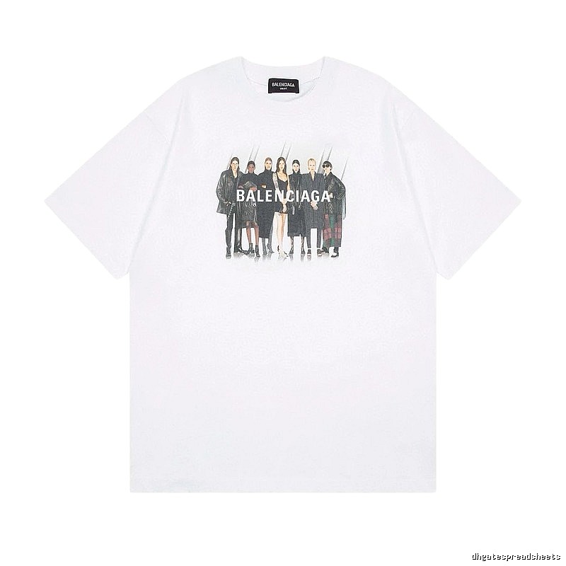 Balenciaga Trendy and Cool Style Portrait Print White T-shirt