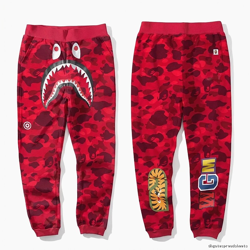 Bape camouflage-style red sweatpants