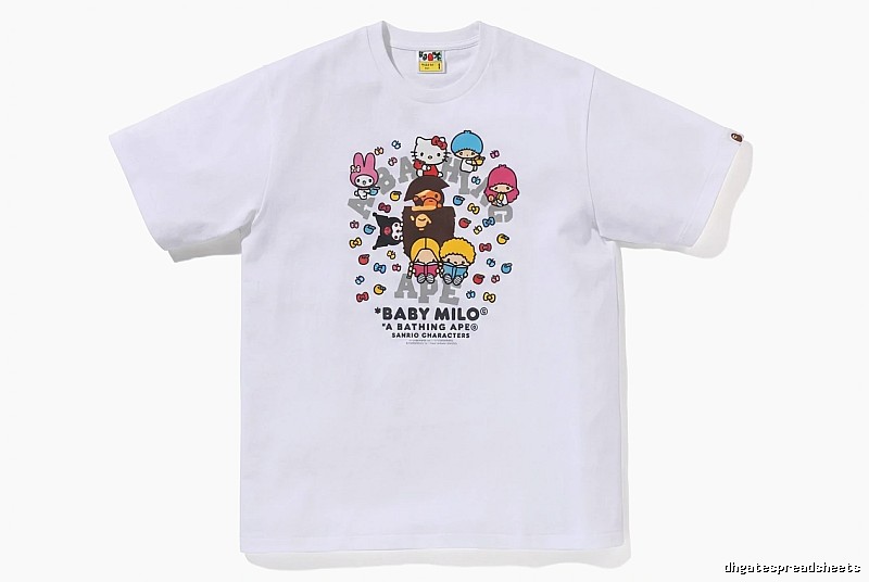 Bape cartoon - printed white T - shirt