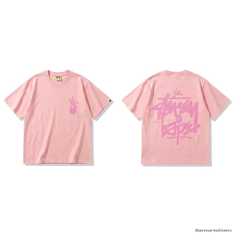 Bape Crown Print Pink Short-sleeve Shirt