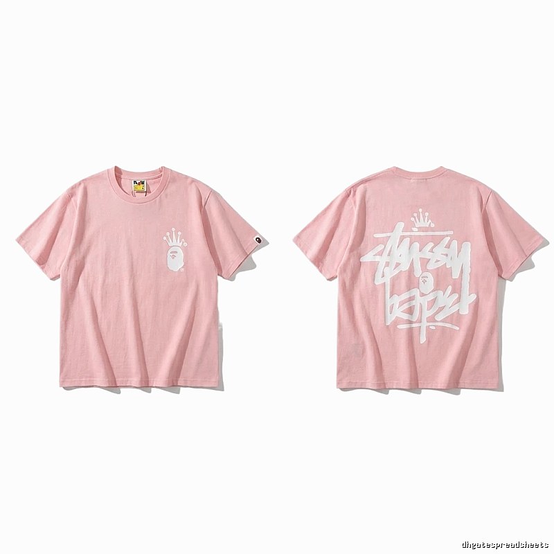 Bape Crown Trendy Pink Short Sleeve