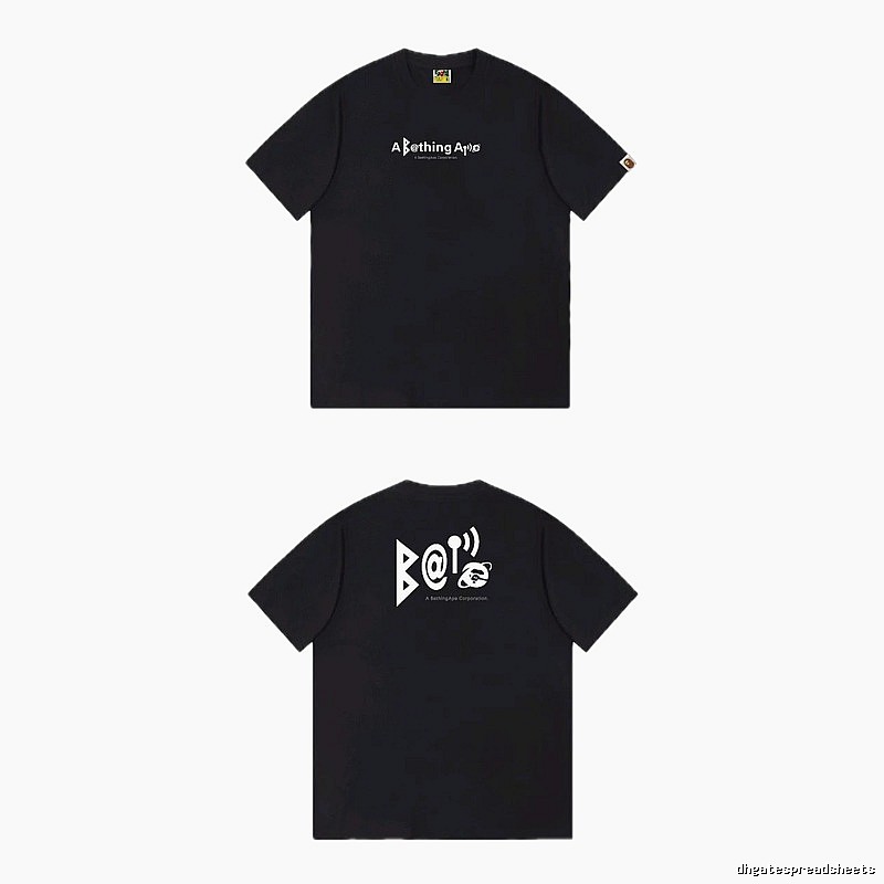 Bape letter - printed short - sleeved black T - shirt