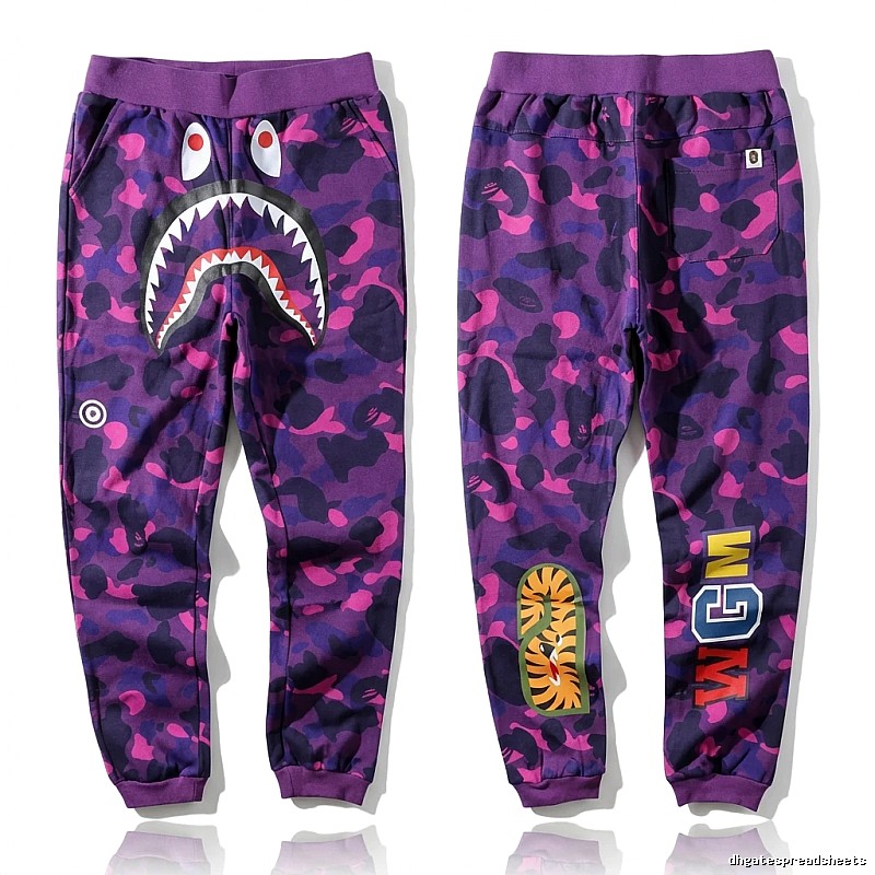 Bape Shark Camouflage Style Purple Pants