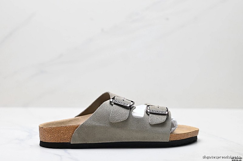 Birkenstock Classic Double-Buckle Casual Style Grey Slide Sandals