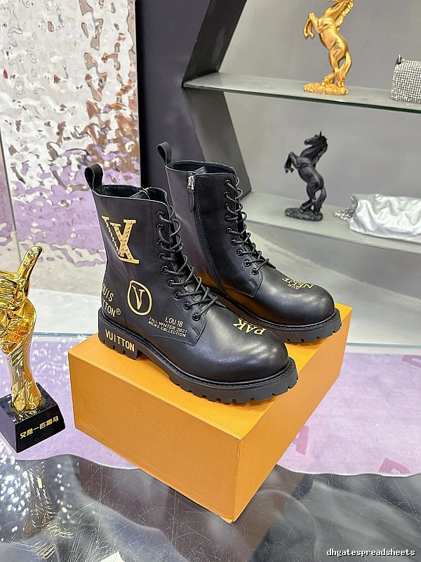 Black Boot Louis Vuitton Logo Combat Boot for Casual Outfits
