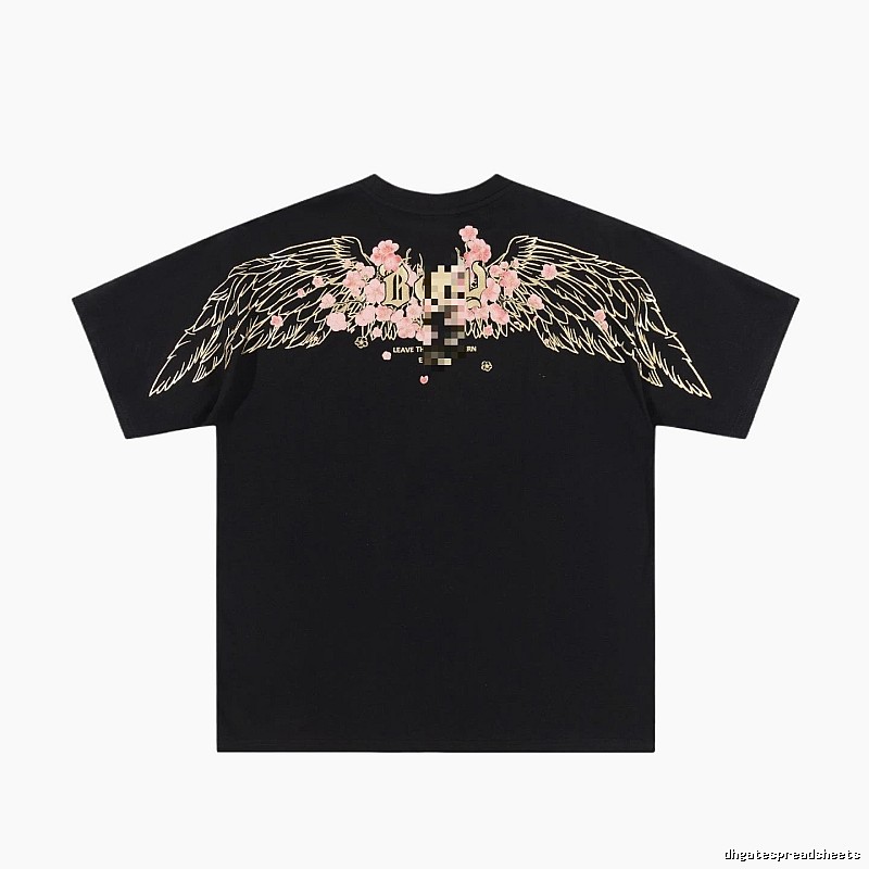 BOY Cherry Blossom Wings Streetwear Style Black T-Shirt