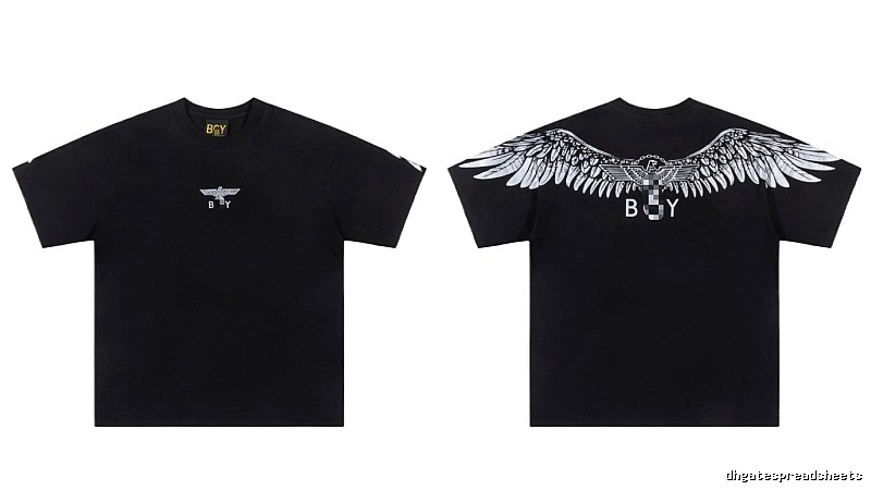 BOY Wing Print Street Style Black Short-sleeve T-shirt