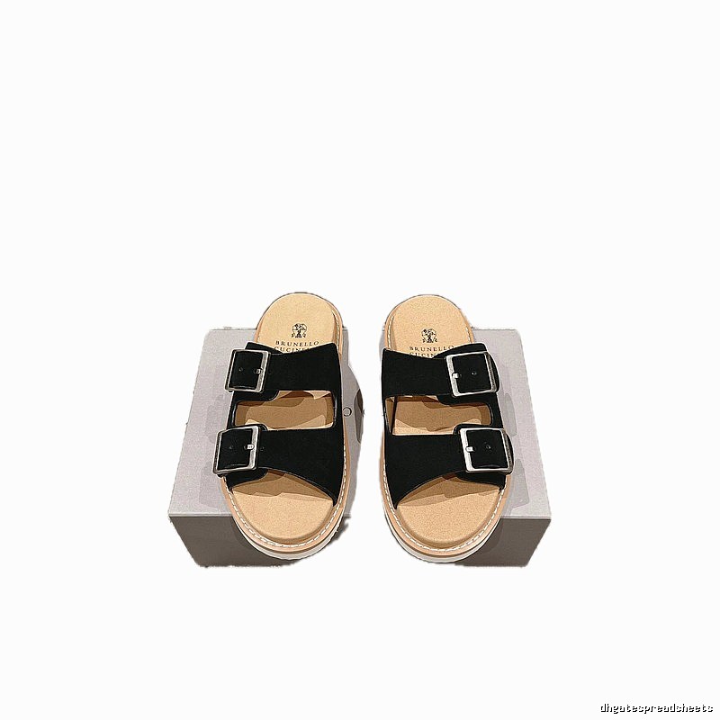 Brunello Cucinelli Light Luxury Casual Black Slides