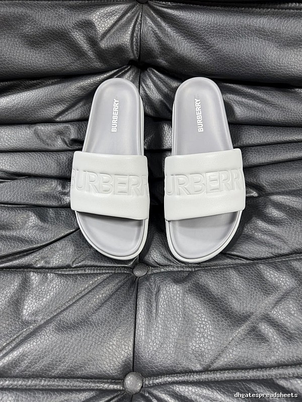 Burberry Embossed Collection Minimalist Style Light Grey Slide Sandals
